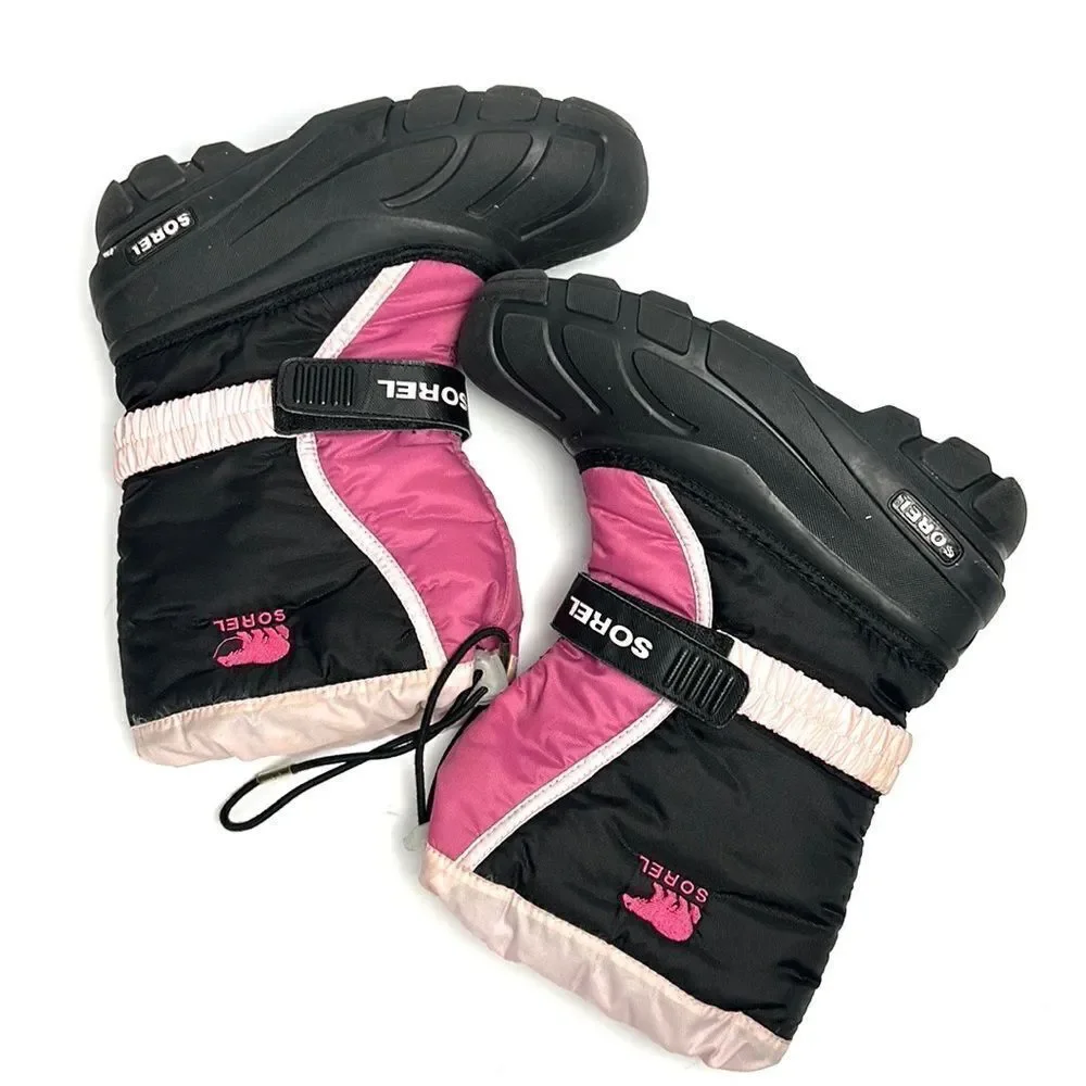 Sorel Youth Flurry Weather Resistant Snow Boot Pink Black size US 4 (22 cm)